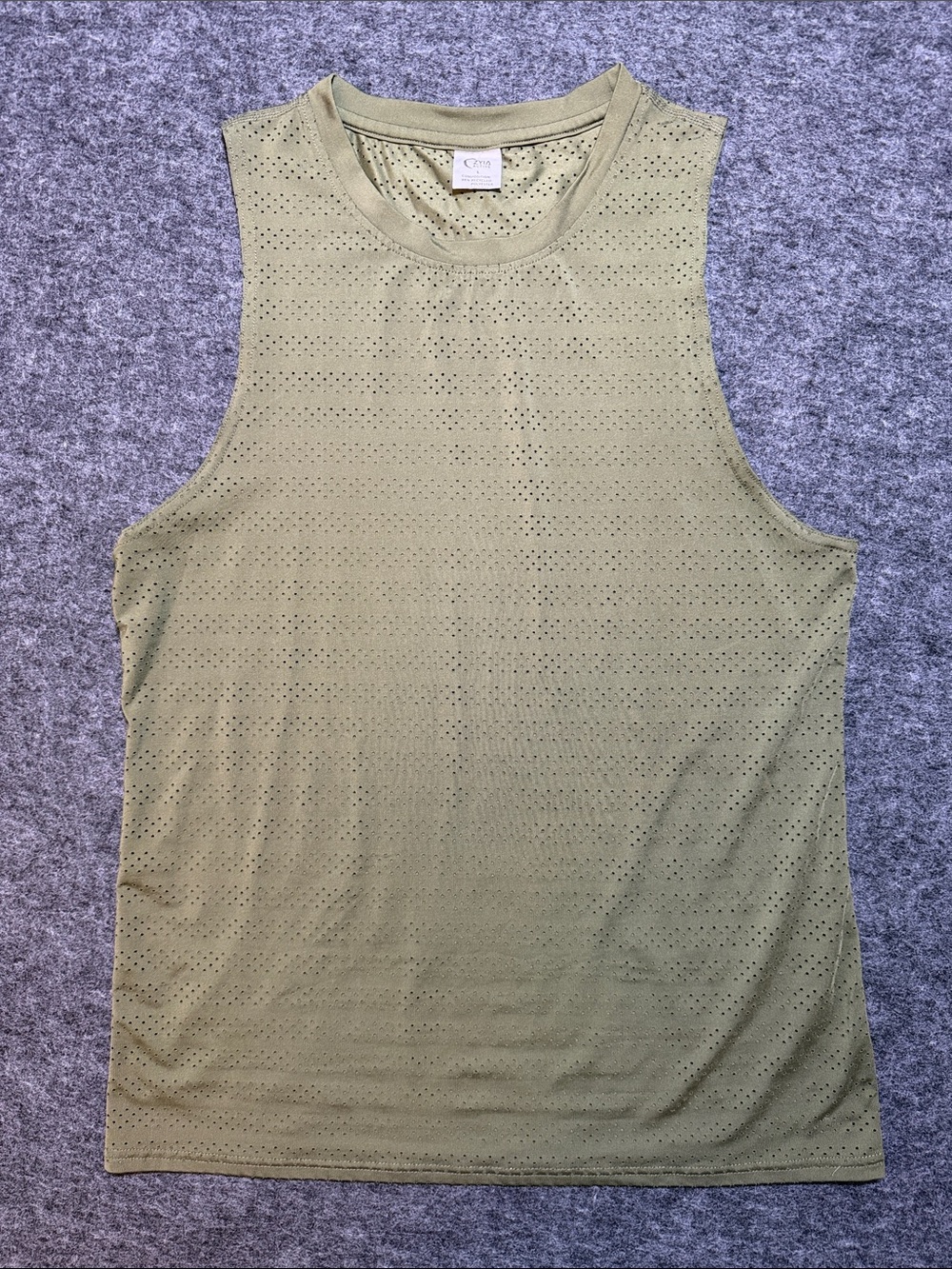 ZYIA Active Tank Top Womens Size L Olive Green Mesh Sleeveless Athleisure